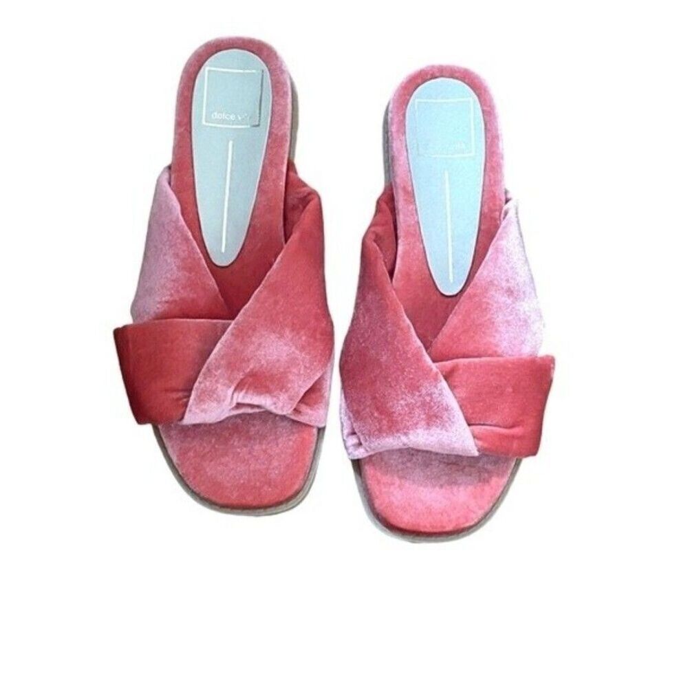 Dolce Vita shoes women’s Golda Knotted Velvet Slipper In Coral pink barbie sz 7